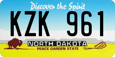 ND license plate KZK961