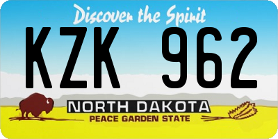 ND license plate KZK962