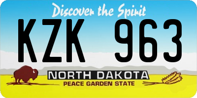 ND license plate KZK963