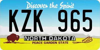 ND license plate KZK965