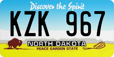 ND license plate KZK967