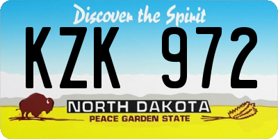 ND license plate KZK972