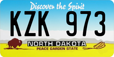 ND license plate KZK973