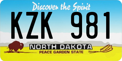 ND license plate KZK981