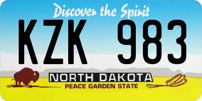 ND license plate KZK983