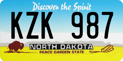 ND license plate KZK987