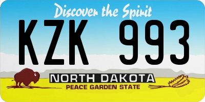 ND license plate KZK993