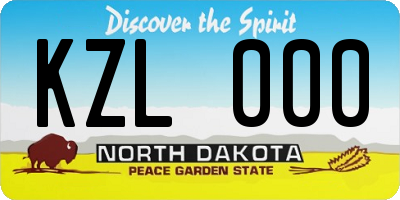 ND license plate KZL000