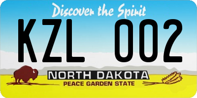 ND license plate KZL002