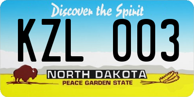 ND license plate KZL003