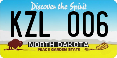 ND license plate KZL006