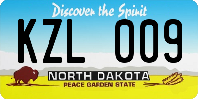 ND license plate KZL009