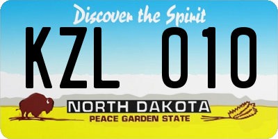 ND license plate KZL010