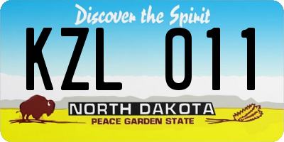 ND license plate KZL011
