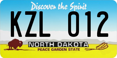 ND license plate KZL012