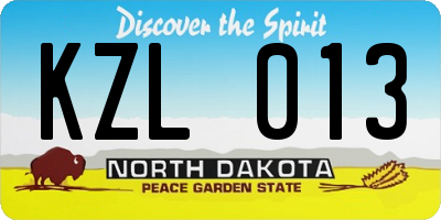 ND license plate KZL013