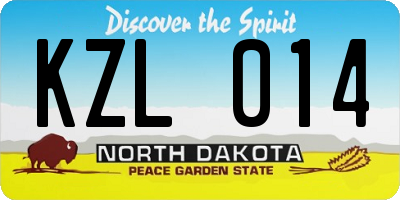 ND license plate KZL014