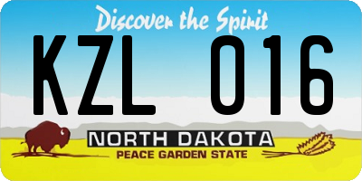 ND license plate KZL016