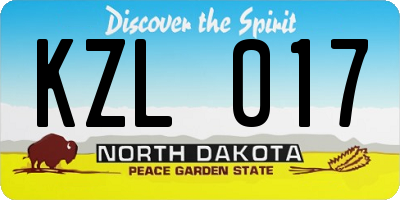 ND license plate KZL017