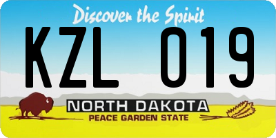 ND license plate KZL019