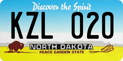 ND license plate KZL020