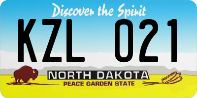 ND license plate KZL021