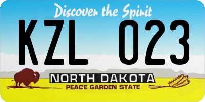ND license plate KZL023