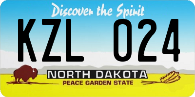 ND license plate KZL024