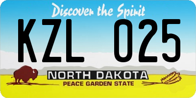 ND license plate KZL025