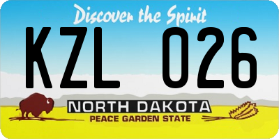 ND license plate KZL026