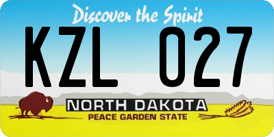 ND license plate KZL027