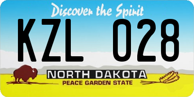 ND license plate KZL028