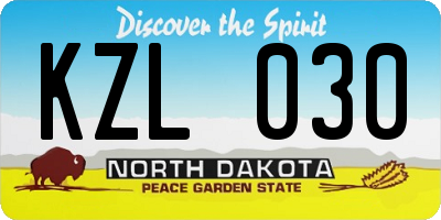ND license plate KZL030