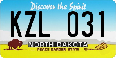 ND license plate KZL031