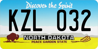 ND license plate KZL032