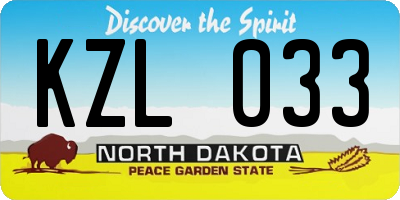 ND license plate KZL033