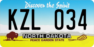 ND license plate KZL034
