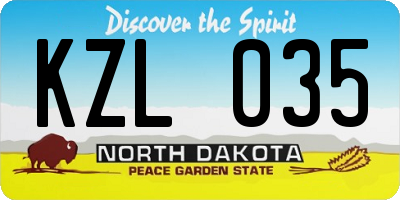 ND license plate KZL035