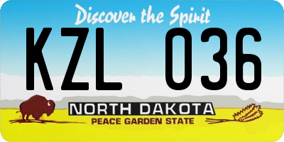 ND license plate KZL036