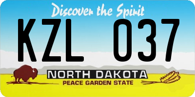ND license plate KZL037