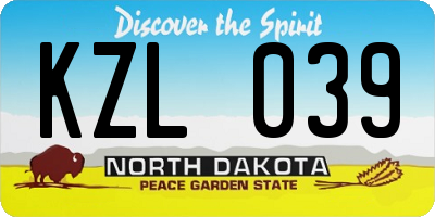 ND license plate KZL039