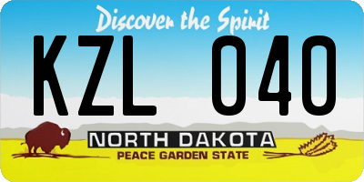 ND license plate KZL040