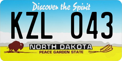 ND license plate KZL043