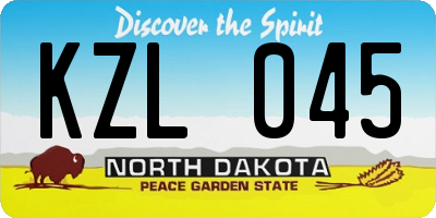 ND license plate KZL045