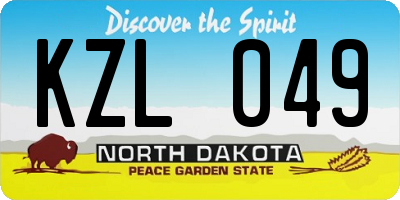 ND license plate KZL049