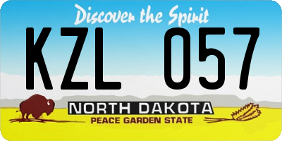 ND license plate KZL057