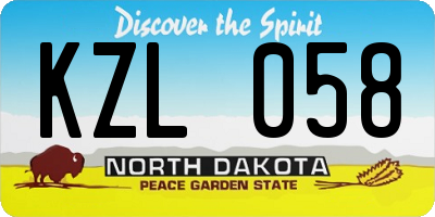 ND license plate KZL058