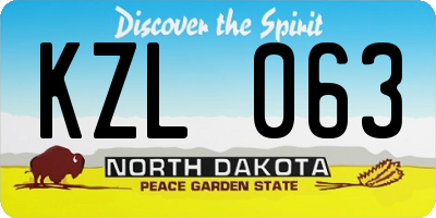 ND license plate KZL063