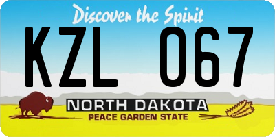 ND license plate KZL067