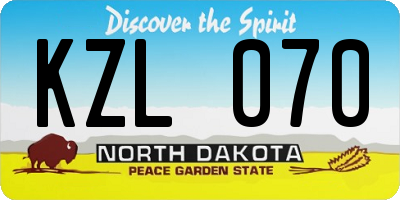 ND license plate KZL070